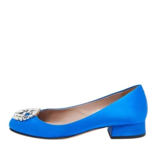 Pre-owned Satin flats Gucci Vintage , Blue , Dames