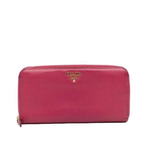 Pre-owned Leather wallets Prada Vintage , Pink , Dames