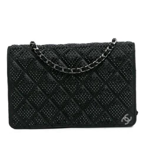 Pre-owned Leather wallets Chanel Vintage , Black , Dames