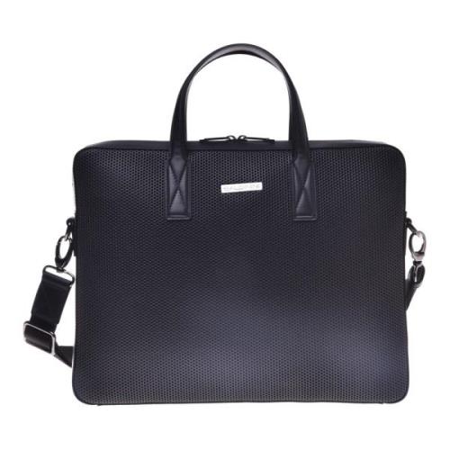 Professional bag in black speckled leather Baldinini , Black , Heren