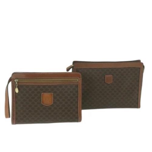 Pre-owned Leather clutches Celine Vintage , Brown , Dames