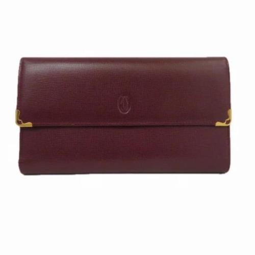 Pre-owned Leather wallets Cartier Vintage , Brown , Dames