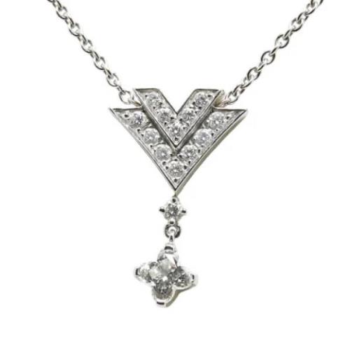 Pre-owned White Gold necklaces Louis Vuitton Vintage , Gray , Dames