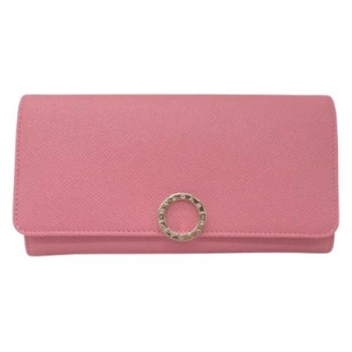 Pre-owned Leather wallets Bvlgari Vintage , Pink , Dames