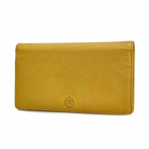 Pre-owned Leather wallets Chanel Vintage , Beige , Dames