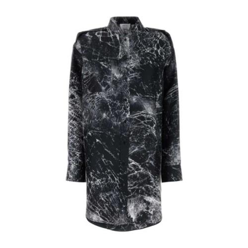 Zijden overhemdjurk met print Alexander McQueen , Multicolor , Dames