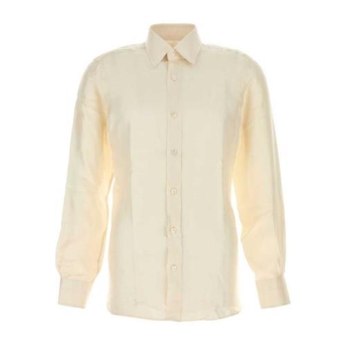 Ivoor Zijden Shirt voor Moderne Man Tom Ford , Beige , Heren