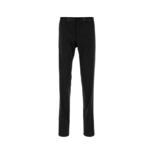 Stretch wolblend zwarte broek Dolce & Gabbana , Black , Heren