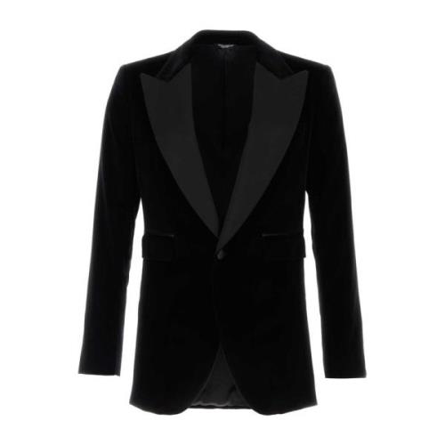 Elegante Zwarte Fluwelen Blazer Dolce & Gabbana , Black , Heren