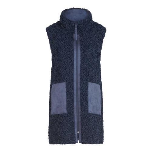 Imitatiebont vest met opgestikte zakken Betty & Co , Blue , Dames