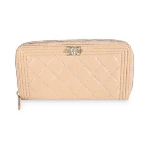 Pre-owned Leather wallets Chanel Vintage , Beige , Dames