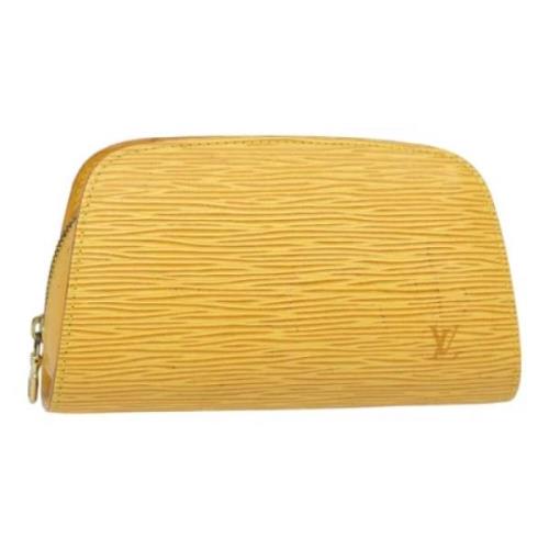 Pre-owned Leather pouches Louis Vuitton Vintage , Yellow , Dames