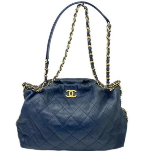 Pre-owned Leather shoulder-bags Chanel Vintage , Blue , Dames