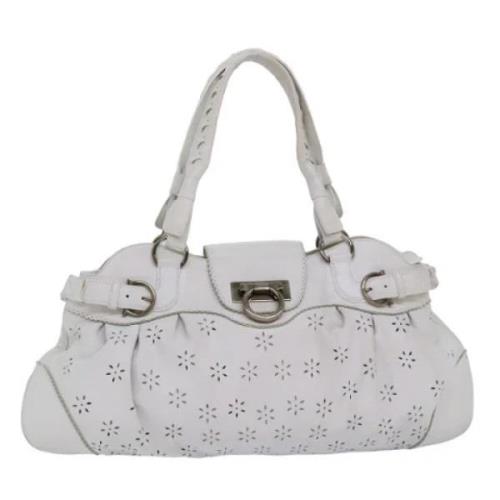 Pre-owned Leather handbags Salvatore Ferragamo Pre-owned , White , Dam...