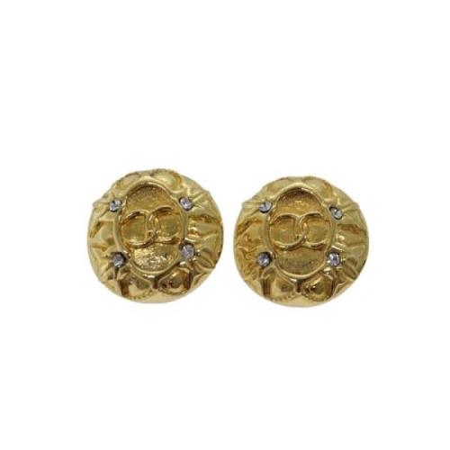 Pre-owned Metal earrings Chanel Vintage , Yellow , Dames