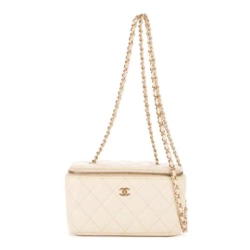 Pre-owned Leather handbags Chanel Vintage , White , Dames