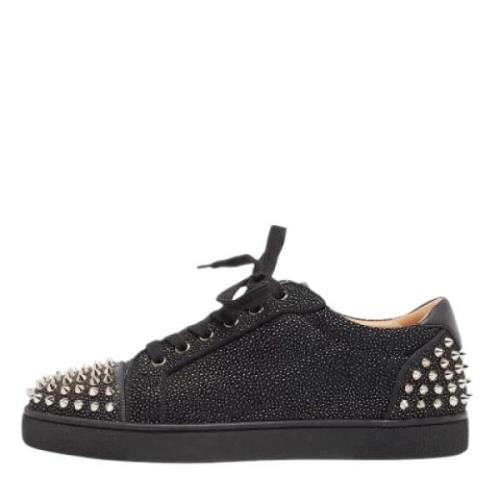 Pre-owned Leather sneakers Christian Louboutin Pre-owned , Black , Her...