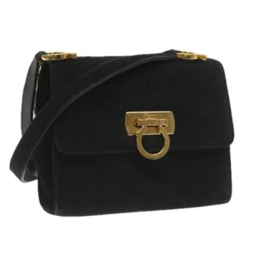 Pre-owned Suede shoulder-bags Salvatore Ferragamo Pre-owned , Black , ...