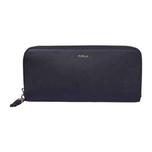 Zwarte portemonnee met gouden ritssluiting Furla , Black , Dames