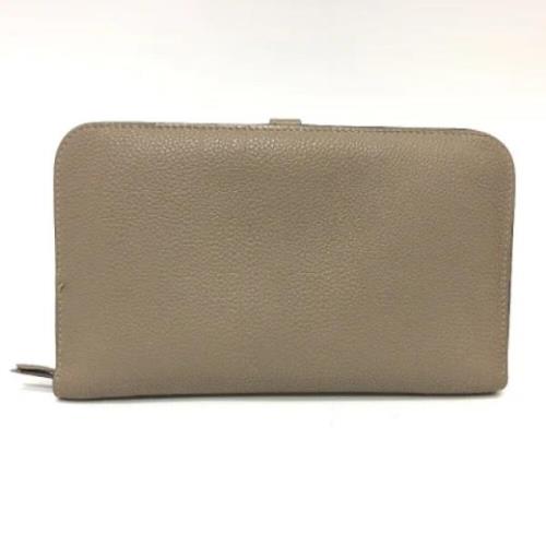 Pre-owned Leather wallets Hermès Vintage , Beige , Dames