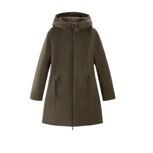 Groene Parka Jas met Slim Fit Woolrich , Green , Dames