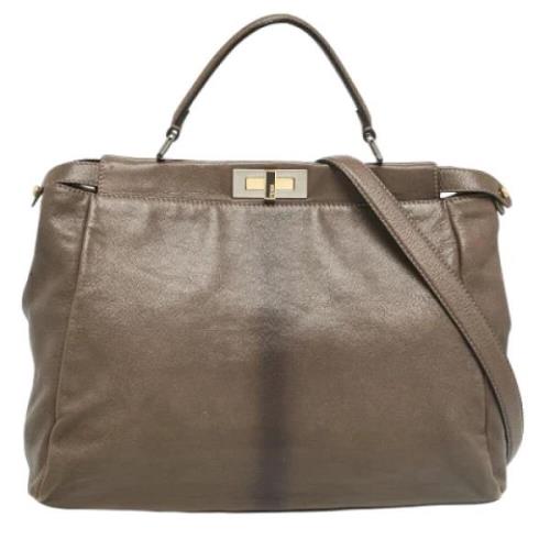 Pre-owned Leather handbags Fendi Vintage , Gray , Dames