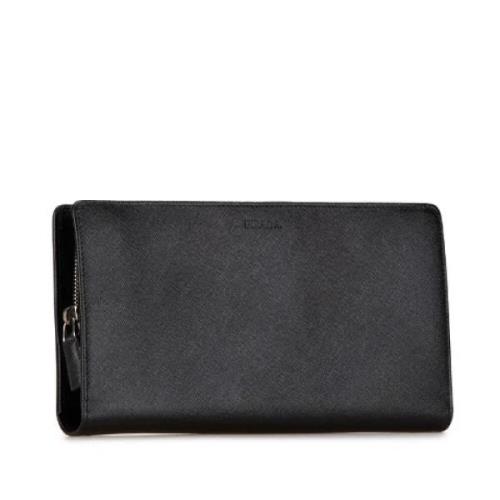 Pre-owned Leather wallets Prada Vintage , Black , Dames