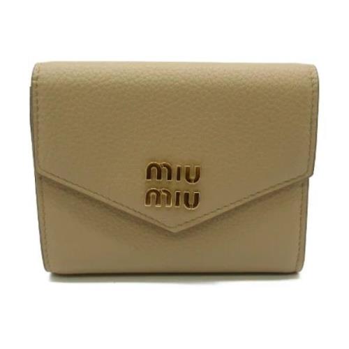 Pre-owned Leather wallets Miu Miu Pre-owned , Beige , Dames