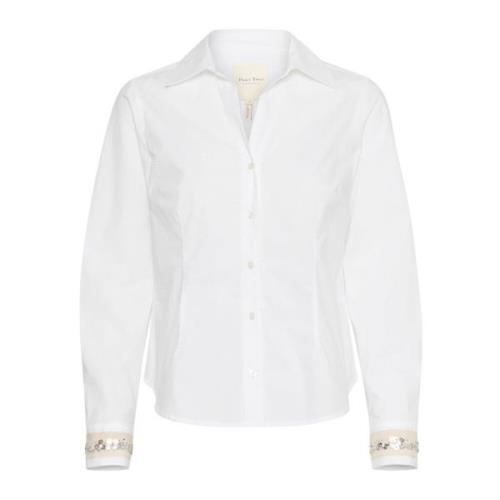 Witte Blouse met V-Hals en Kraag Part Two , White , Dames