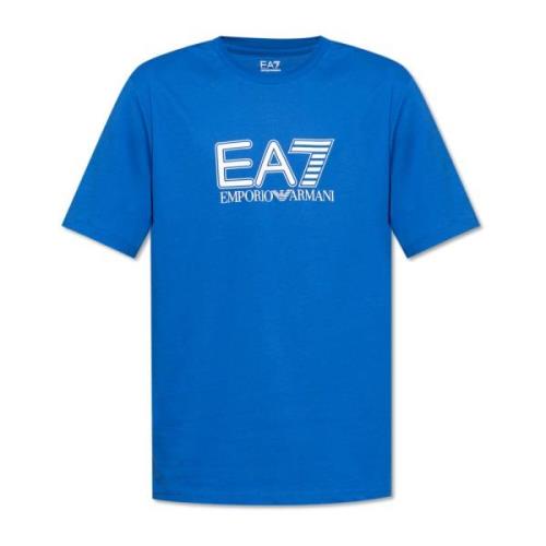 T-shirt met bedrukt logo Emporio Armani EA7 , Blue , Heren