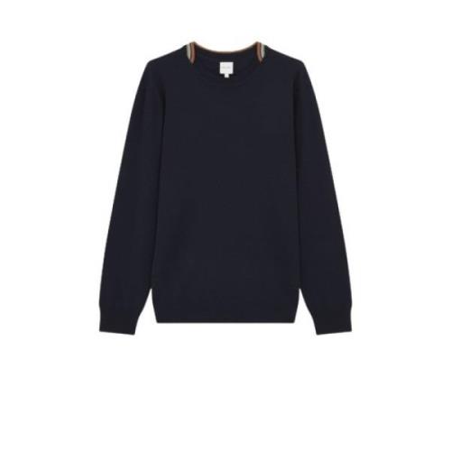 Donkerblauwe Merino Sweater met Streep Trim PS By Paul Smith , Blue , ...