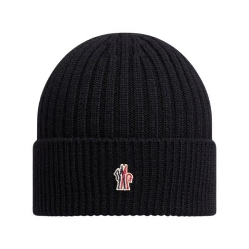 Geribbelde wollen muts in zwart Moncler , Black , Heren