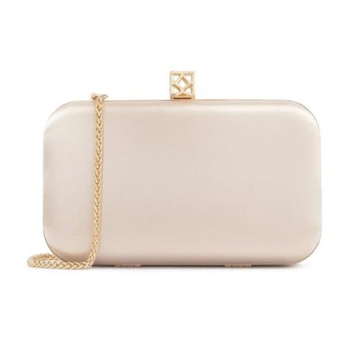 Beige clutch tas met opvallende sluiting Kazar , Beige , Dames