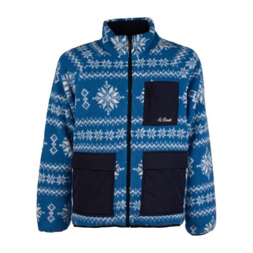 Blauwe Sherpa Fleece Jas - S MC2 Saint Barth , Blue , Heren