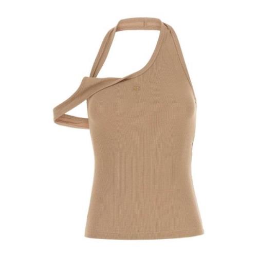 Stretch katoenen tanktop in kameel Courrèges , Brown , Dames