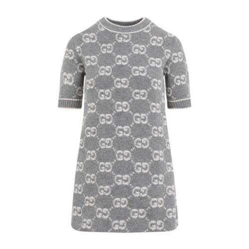 Elegante Grijs Ivoor Jurk Gucci , Gray , Dames