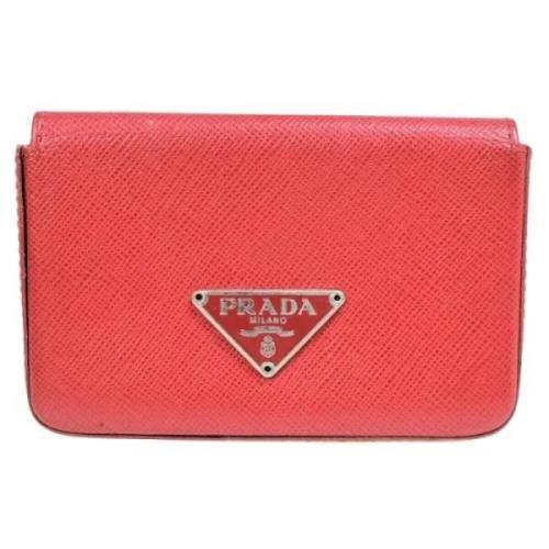 Pre-owned Leather wallets Prada Vintage , Red , Dames