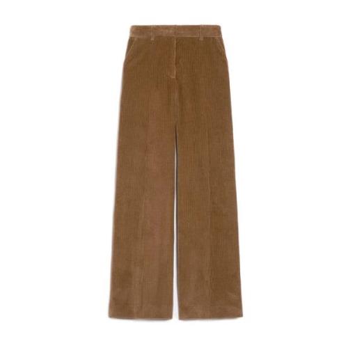 Wijde Pijp Fluwelen Broek Max Mara , Brown , Dames