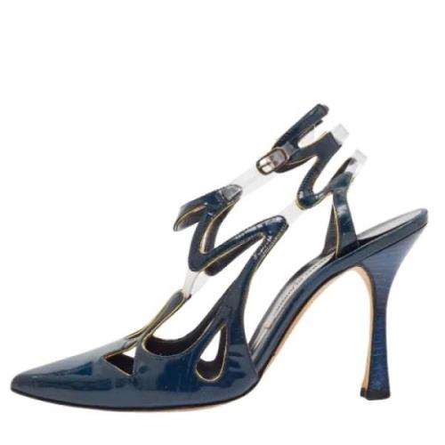 Pre-owned Leather heels Manolo Blahnik Pre-owned , Blue , Dames