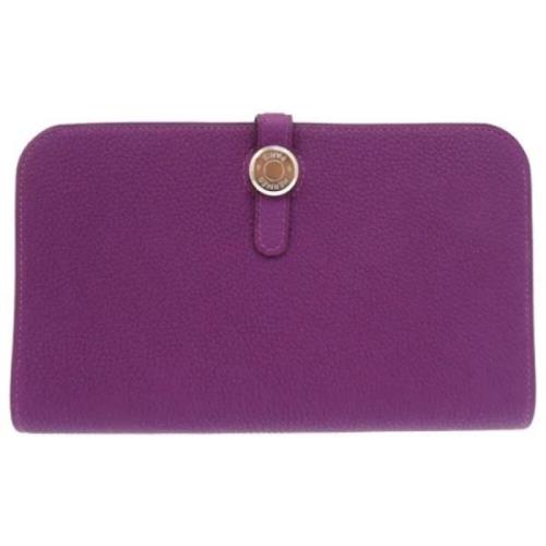 Pre-owned Leather wallets Hermès Vintage , Purple , Dames