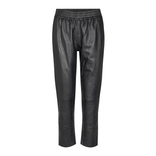 Zwarte leren cropped broek Shilohcc model Co'Couture , Black , Dames