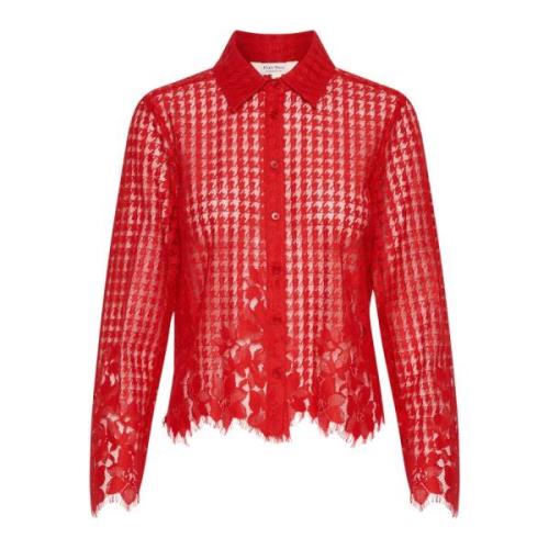 Elegante Blouse met Overhemdkraag Part Two , Red , Dames