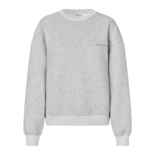 Grijze Melange Sweatshirt met Geribbelde Details Modström , Gray , Dam...