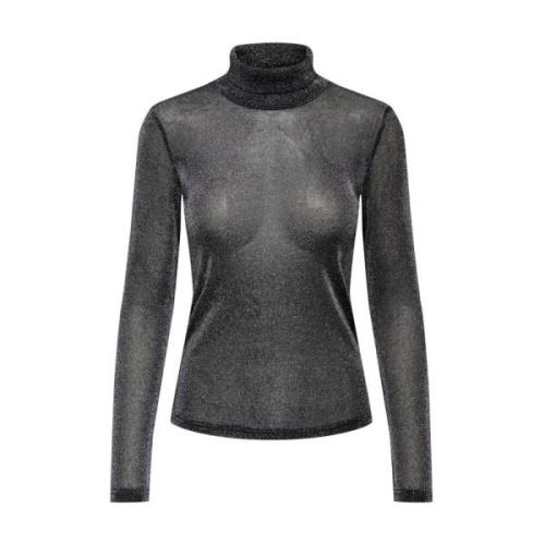 Glitter Coltrui Lange Mouw Top Only , Black , Dames