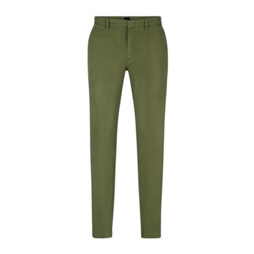 Slim Fit Katoenen Chino Broek Groen Hugo Boss , Green , Heren