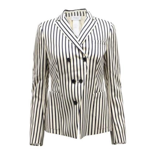 Gestreepte Wollen Blazer in Zwart & Wit Akris , Black , Dames