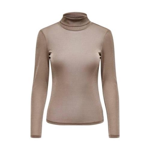 Glitter Coltrui Lange Mouw Top Only , Brown , Dames