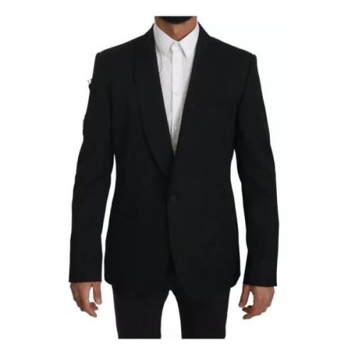 Zwarte Formele Blazer Jas Eén Knoop Dolce & Gabbana , Black , Heren