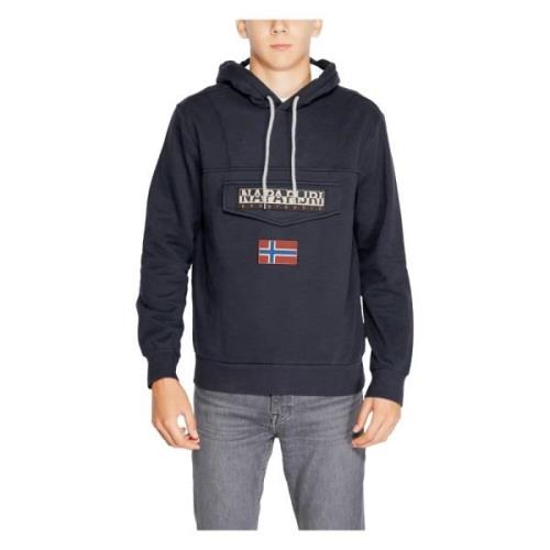 Zwarte Bedrukte Hoodie Herfst/Winter Napapijri , Blue , Heren