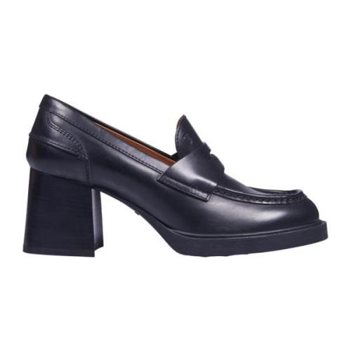 Zwarte Loafer Mocassin Hak Kalfsleer Tod's , Black , Dames